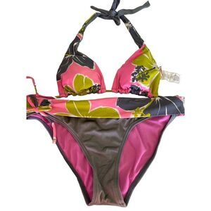 Raisins Women’s Bikini Swimsuit & a Pink Cover Up Included also Reversible Top S